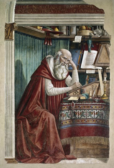 書斎の聖ジェローム - フレスコ画 作： Domenico Ghirlandaio