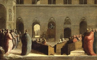 シエナのカンポで説教する聖ベルナディーノ、1528年頃 作： Domenico Beccafumi