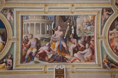 コドラスの犠牲、アテネの王ギリシャとローマの英雄の美徳、1529-1535 作： Domenico di Pace Beccafumi  