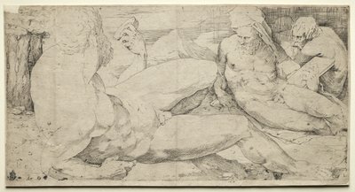 3人の男性ヌード」1500年代第2四半期 作： Domenico Beccafumi