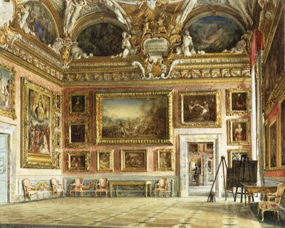 フィレンツェ、ピッティ宮殿の内部：1871年、「アンドレアデルサルトとイリアード」のホール、「仮定」 作： Domenico Caligo