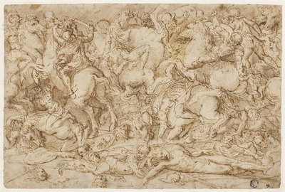 馬と男たちの戦闘シーン 作： Domenico Campagnola