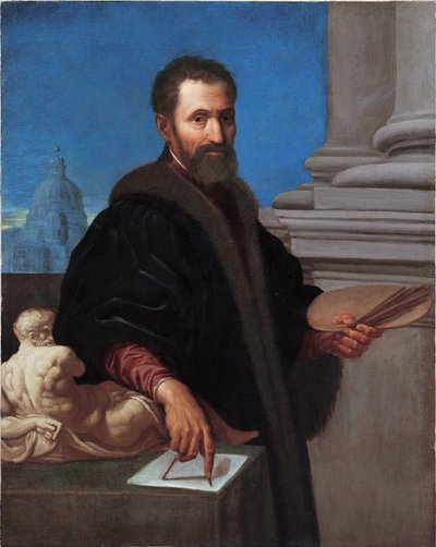 ミケランジェロ・ブオナローティの肖像 by Cresti（Il Passignano）, Domenico(1559-1638) - 油彩・キャンバス - Galleria Enrico Lumina, Bergamo 作： Domenico Cresti