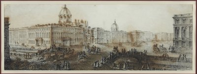サンクトペテルブルクのエカテリーナ運河近くのネフスキー展望台 - ドメニコ・フェリーチェ・ラモーニ（1745-1830）。1782年以降、紙に水彩と白彩。サンクトペテルブルク国立歴史博物館 作： Domenico Felice Lamoni