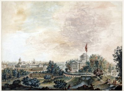 パブロフスク宮殿（1782～1786年） - パブロフスク宮殿 - ドメニコ・フェリーチェ・ラモーニ（1745～1830年）。1786年以降、紙に水彩と白彩。サンクトペテルブルク国立歴史博物館 作： Domenico Felice Lamoni