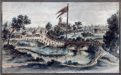 聖マリアマグダレン病院のあるパブロフスク公園の眺め、1783年頃（紙にトイレ） 作： Domenico Felice Lamoni