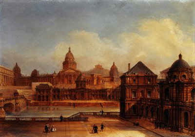 パリのモニュメントの合成図、1836年頃（油彩、紙、キャンバス） 作： Domenico Ferri