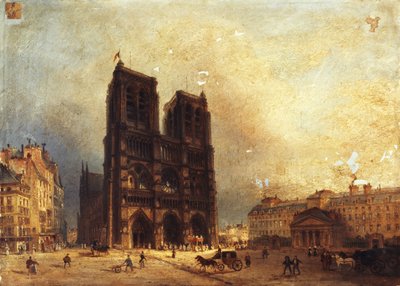 ノートルダム寺院の眺め、1835年頃、油彩・カンヴァス 作： Domenico Ferri