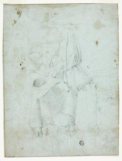 帽子を持つ青年の立ち姿と脚のスケッチ 作： Domenico Fiasella