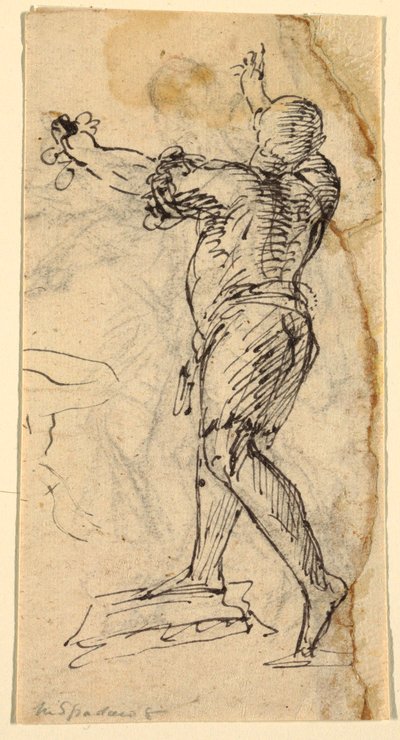 腕を上げて立っている男 作： Domenico Gargiulo, called Micco Spadaro