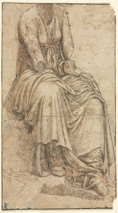 15世紀後半の、座っている女性のローマの彫像のコピー。 作： Domenico Ghirlandaio