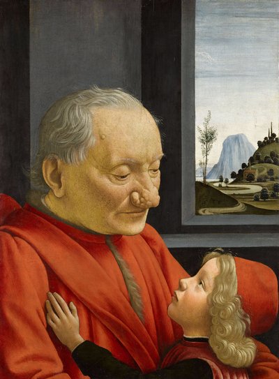 イタリア語：Ritratto di vecchio con nipote 老人と孫 作： ドメニコ・ギルランダイオ
