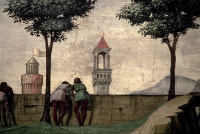 訪問からの壁を越えて見ている男性 作： Domenico Ghirlandaio