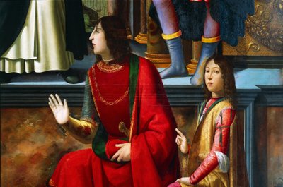 パンドルフォ4世マラテスタとカルロ・マラテスタ、セイント・ヴィンセント・フェレール祭壇画の細部 作： Domenico Ghirlandaio