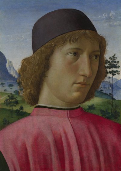 1485年頃の赤の若者の肖像 作： Domenico Ghirlandaio