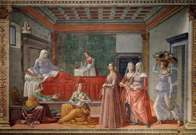 洗礼者聖ヨハネの誕生（フレスコ画 作： Domenico Ghirlandaio
