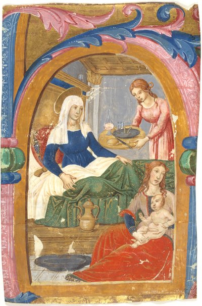 イニシャルHで聖母誕生 作： Domenico Ghirlandaio