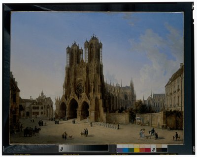 ランスのノートルダム大聖堂と聖体顕示者の行列 作： Domenico II Quaglio