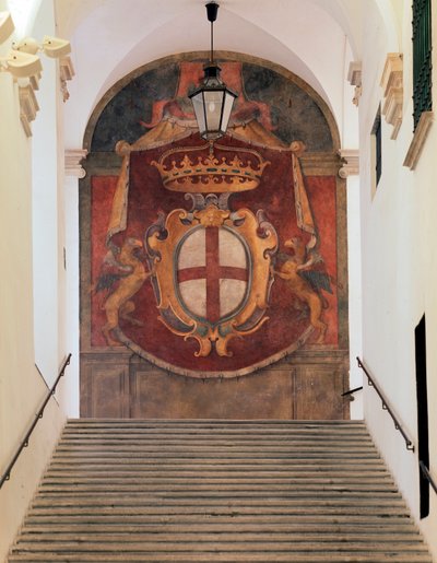 ジェノバ共和国の紋章（フレスコ画 作： Domenico Il Sarzana Fiasella