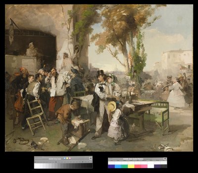 1861-62年にビジャフランカの平和を発表した速報 作： Domenico Induno
