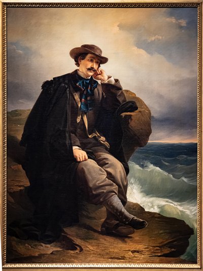 詩人アレルド・アレアルディの肖像、1850年頃（キャンバスに油絵） 作： Domenico Induno