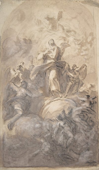 栄光の無原罪の聖母、脚の一部と手のスケッチ、1723-1806年。 作： Domenico Mondo