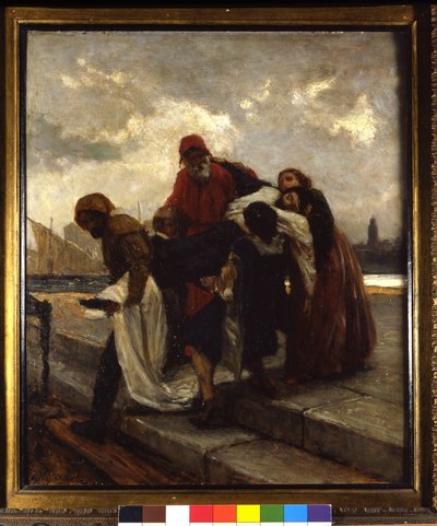 ドメニコ・モレッリ（1826-1901）の絵画「I Due Foscari」。 作： Domenico Morelli
