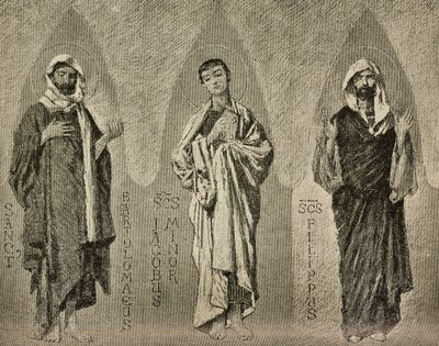 聖人バルトロメオ、小ヤコブ、フィリッポ、イタリア、アマルフィ大聖堂のモザイクのためのドメニコ・モレッリの漫画、P・スコッペッタの絵、『L