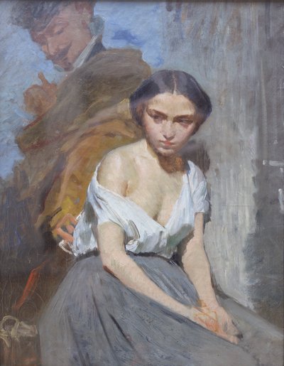 誘惑、19世紀後半（キャンバスに油彩） 作： Domenico Morelli