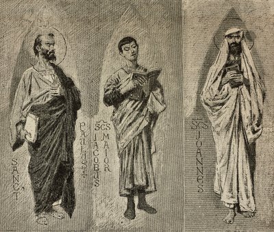 ドメニコ・モレッリがイタリアのアマルフィ大聖堂のモザイクのために描いたシンツ・ポール、大ヤコブ、ヨハネの漫画、P・スコッペッタの絵、『L