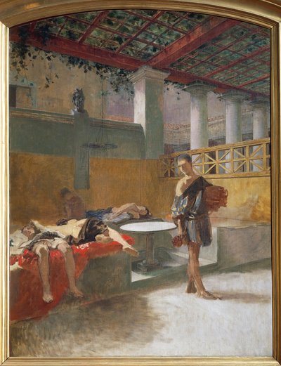 乱交パーティーの後のトリクリニウム 1860年頃 （油彩・キャンバス 作： Domenico Morelli