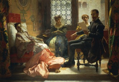 解放されたエルサレム」を読むトルカート・タッソ 作： Domenico Morelli