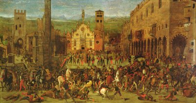 1328年、ルイ・ゴンザガによるボナコルシの追放（マンチュア、ソルデッロ広場にて 作： Domenico Morone