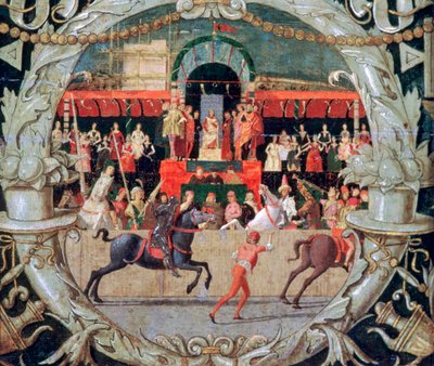 信号の前のサビネスの強姦、c1490 作： Domenico Morone