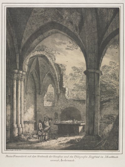 ドイツの中世の注目すべき建造物：聖母教会の遺跡...、1821年。 作： Domenico Quaglio
