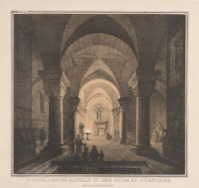 ドイツの中世の著名な建物：帝国の聖マーガレット礼拝堂...、1819年。 作： Domenico Quaglio