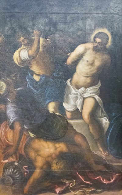 鞭打ち、1598年頃（キャンバスに油彩） 作： Domenico Robusti Tintoretto