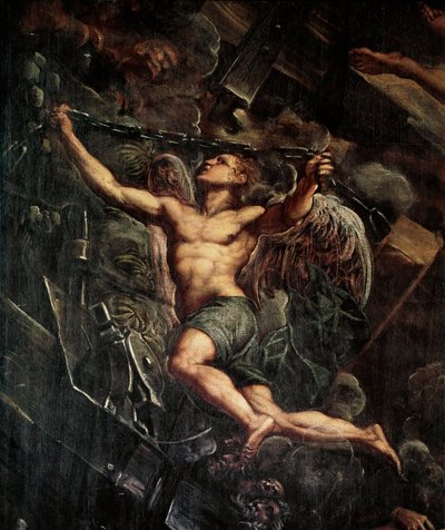 イエス・キリスト（イエス・キリスト）のリンボへの降下 天使のディテールヤコポ・ロブスティdetto il Tintoretto（ティントレット）の絵画 作： Domenico Robusti Tintoretto