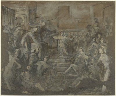 律法学者たちと話し合う聖カタリナ 作： Domenico Tintoretto