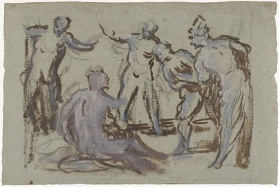 友達に囲まれた糞の丘での仕事 作： Domenico Tintoretto