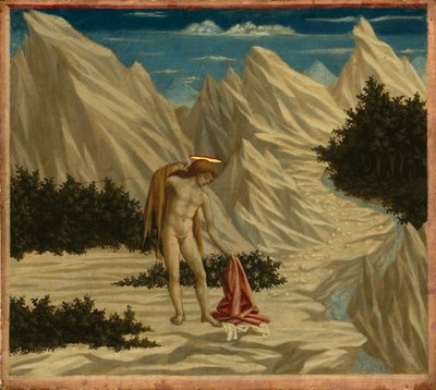 砂漠の聖ヨハネ、c。 14451450。 作： Domenico Veneziano