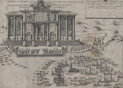 1574 年、フランス国王およびポーランド国王アンリ 3 世のベネチア入城。 作： Domenico Zenoi