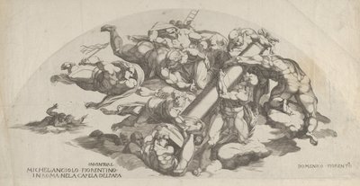 最後の審判のグループ、むち打ちの柱を運ぶ天使たち、16 世紀。 作： Domenico del Barbiere