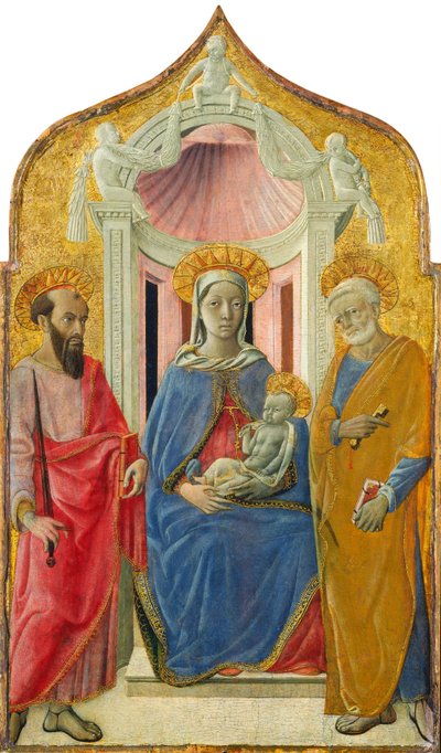 聖ペテロと聖パウロに囲まれた聖母子像 1430年頃 作： Domenico di Bartolo