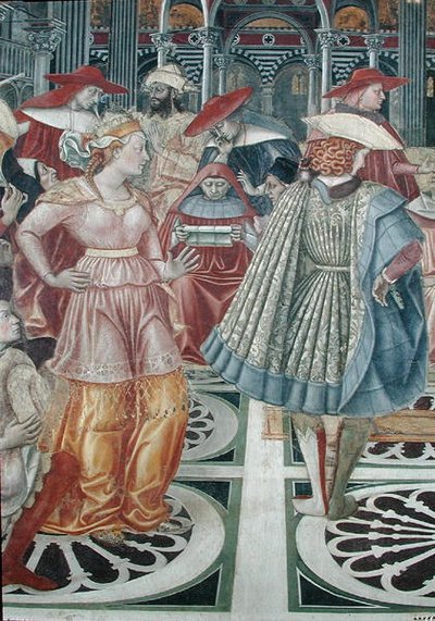 教皇セレスティヌス3世（c.1106-98）がシエナの病院に自治権を与える 作： Domenico di Bartolo