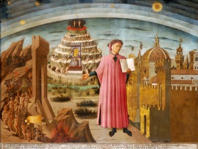 ダンテと神の喜劇フィレンツェを照らす喜劇、1464-1465。 作： Domenico di Michelino