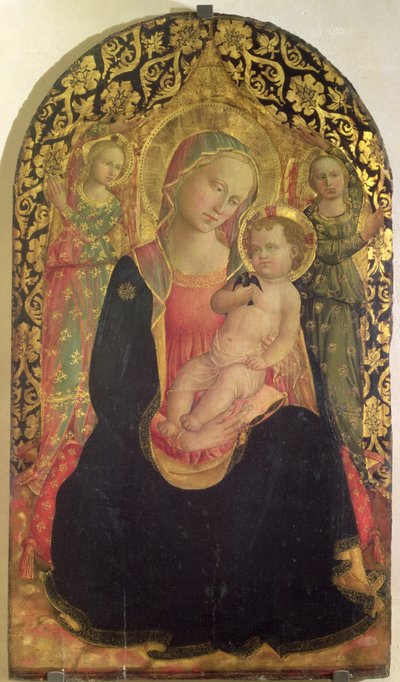 2人の天使がいる謙遜のマドンナ、1460（パネル） 作： Domenico di Michelino