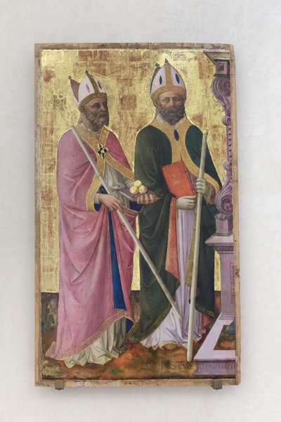 祭壇画の一部である聖ニコラスとジャスト 作： Domenico di Michelino