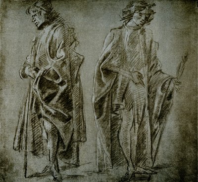 2人の男性像のカーテンの研究 作： Domenico school of Ghirlandaio