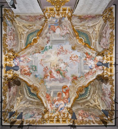 秋のアレゴリーのある天井、バッカス、ホール オブ オータム 作： Domenico the Elder Piola